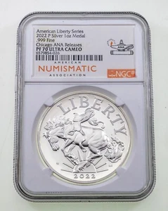 2022-P American Liberty Series Silver 1 Oz Medal Chicago ANA NGC PF70 Ult. Cameo - Picture 1 of 4