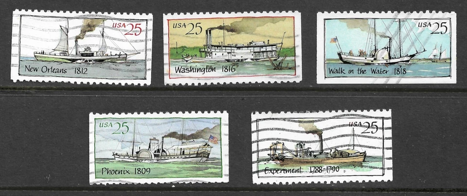 US Stamps #2405-#2409 25c. Steamboats Set of 5 Singles Used - Image 1 of 1