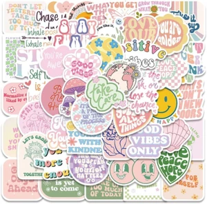 Pink Inspirational Stickers, Preppy Motivational Stickers, 50Pcs Aesthetic Encou - Picture 1 of 7
