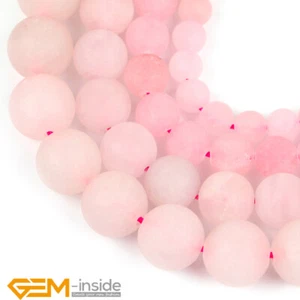 Natural Rose Quartz Crystal Gemstone Frosted Matt Round Beads Jewelry Making15" - Picture 1 of 34