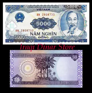 50 Iraqi Dinar  +  Receive 5000 Vietnamese Dong Free - Iraq Vietnam - Picture 1 of 3