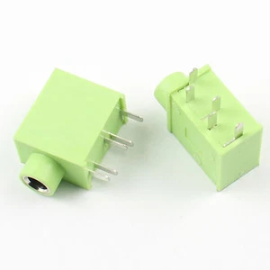 10Pcs Green 3.5mm Female Audio Connector 5 Pin DIP Headphone Jack PJ3025C - Picture 1 of 8