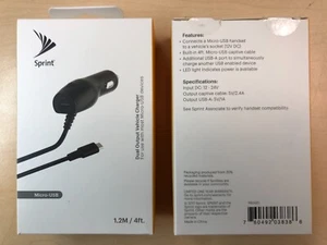 Sprint branded 4FT 2.4A Micro USB Car Charger w/ Extra USB - Picture 1 of 1