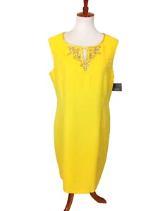 Ellen Tracy Women's Sheath Embellished Jewel Neckline Dress Size 14 New - Picture 1 of 7