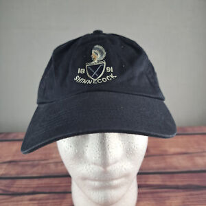 Shinnecock Hat Mens Adjustable Strapback Black Cap Emroidered Golf Logo Ashworth