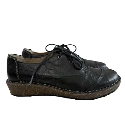 Mini cuña de corcho Oxford Aetrex Kerry de cuero negro con cordones para mujer talla 7,5-8 Foto 1 de 4