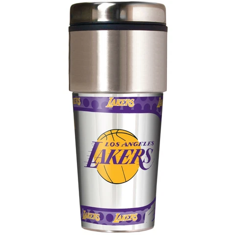 NBA Los Angeles Lakers 360 Wrap Travel Tumbler basketball Fan Coffee Mug Cup Cover