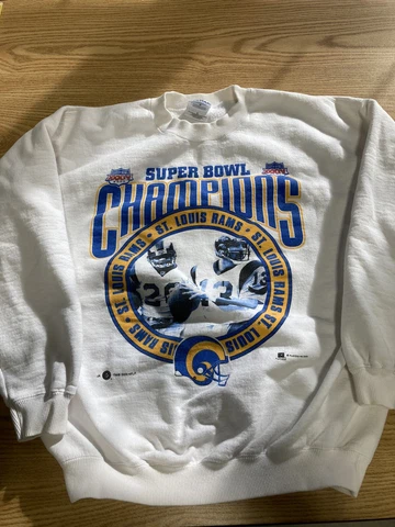 Vintage St Louis Rams Sweatshirt Mens Large White Made In USA Sweater Cover