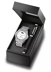 855281 SOUTH SYDNEY RABBITOHS NRL TEAM STAINLESS STEEL WRIST WATCH & PEN SET - Bild 1 von 1