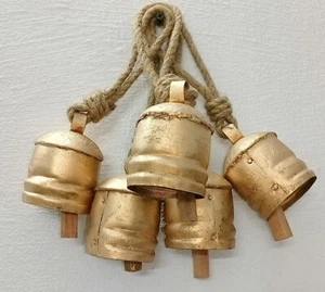Juego de 5 campanas de vaca Lucky Harmony vintage hechas a mano rústicas campanas de Navidad hogar - Imagen 1 de 10