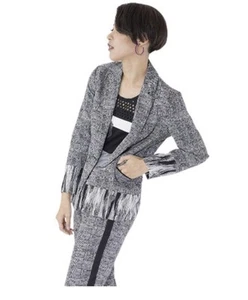 Desigual Black White Checked Single Breasted Blazer Jacket UK 12 EU 40 - Picture 1 of 13