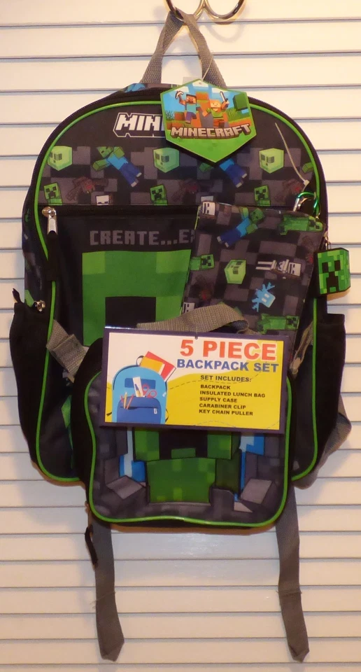 Kids Minecraft 5-Piece Backpack Set Set