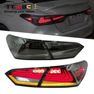 For Toyota Camry 8th Gen 2018-2024 Smoked LED Tail Lights Pair Rear Tail Lamps - Picture 1 of 16