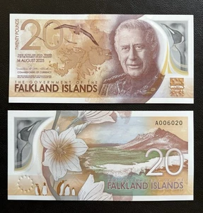 UNC Islas Malvinas £20 Veinte Libras 2025 Nuevo Polímero Serie Reino Unido Británico - Imagen 1 de 2