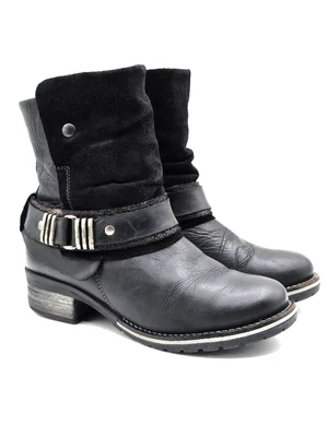 Dromedaris Kikka Black Leather Faux Fur Boots SIZE EU 41 - Image 1 of 4