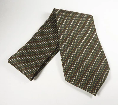 Corbata vintage a rayas geométricas MARQUIS - verde oliva, marfil y marrón Foto 1 de 2