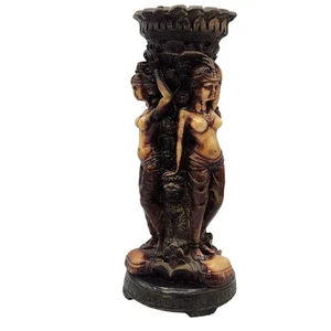 Vintage Fruchtbarkeit Göttin Harz Figur 10" Schlange Vogel Hund Vase Kerzenhalter - Bild 1 von 8