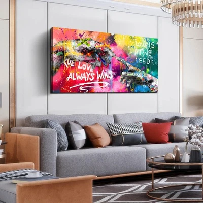 帆布涂鸦墙艺术客厅-班克斯墙饰卧室青少年... — 第 1/4 张图片