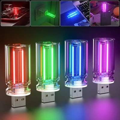 Сенсорная затемняющая светодиодная лампа USB для украшения салона автомобиля и ночного освещения - Изображение 1 из 4
