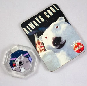 Lote de 2 imanes de nevera Coca Cola Polar Bear 1995 acrílico y siempre geniales - Imagen 1 de 3