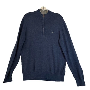 Vineyard Vines 1/4 Zip Pullover Sweater Navy Blue Cotton Cashmere Blend S Casual - Picture 1 of 11