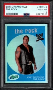 The Rock 2007 Topps eTopps WWE #ETW-4 Refractor /999 PSA8 NM-MT - Picture 1 of 2