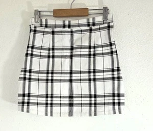 Forever 21 Damen-Minirock schwarz-weiß kariert Bleistift seitlicher Reißverschluss Größe S - Bild 1 von 6