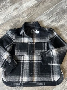 Gap Wool Blend  Jacket Women's L Tall Black Plaid NWT $148 - Picture 1 of 11