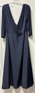 NWT Alfred Sung Gown Blue Stretch Jersey Taffeta Skirt Maxi Formal Dress Size 22 - Picture 1 of 11