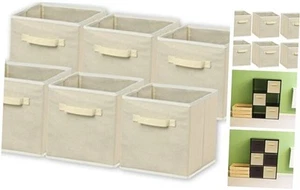 6 Pack - SimpleHouseware Foldable Cloth Storage Cube Basket Bins Organizer Beige - Picture 1 of 6