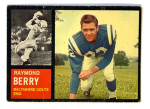 Vintage RAYMOND BERRY 1962 Topps #2 Baltimore Colts HOF VG/EX No Creases - Picture 1 of 2