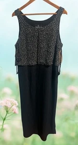 Carole Little Maxi Dress 16 Black Brown Floral Layered Sleeveless Career New - Picture 1 of 3