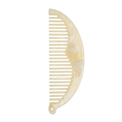 Half Round Hair Comb with Hole Yellow Acetate Sheet 1 Pc - Image 1 of 4