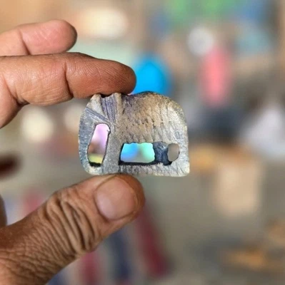 老大理石大象微型石头稀有大象手工雕刻雕塑 — 第 1/3 张图片