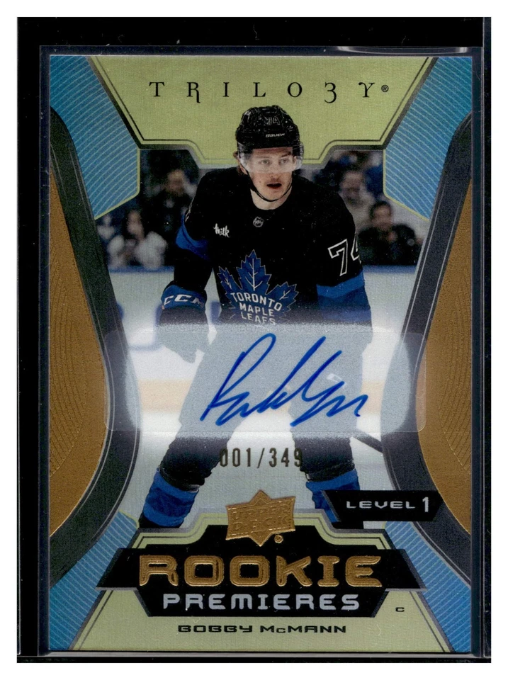 2023-24 Upper Deck Trilogy Rookies Gold 001 /349 Bobby McMann Rookie Auto RC - Image 1 of 2