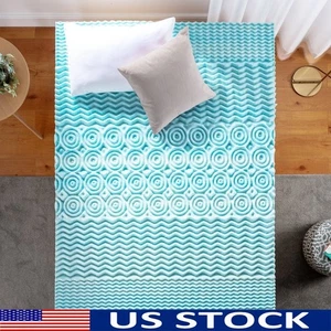 Green Tea Gel Memory Foam Mattress Topper Zoned Support Antimicrobial Comfort US - Picture 1 of 33