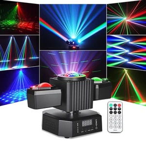 NEW Moving Head Party Light Rotating Disco Ball Laser Beam Strobe Remote DMX - Picture 1 of 16