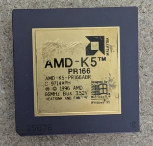 Vintage Rare AMD K5 PR166 PR166ABR Gold Top Socket 7 CPU Tested - Picture 1 of 2