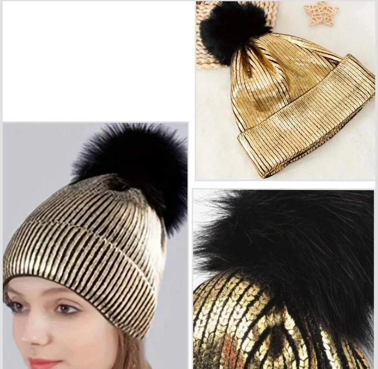 Gorro dorado metálico Foto 1 de 2