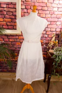 Vintage orig 50er 60er Kleid Petticoatkleid weiß Chiffon Brutkleid Rockabella 38 - Bild 1 von 8
