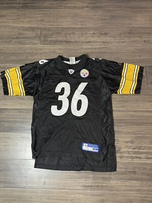 Camiseta deportiva vintage Reebok Jerome Bettis Steelers negra 36 sobre el campo grande Foto 1 de 4
