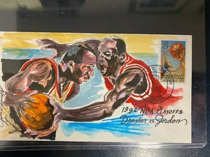 Jordan/Drexler WILD HORSE Siegel Umschlag 39/146 1992 PLAYOFFS kostenloser Versand - Bild 1 von 2