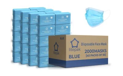 2,000pcs Disposable Face Masks- 3 Ply Breathable Mask For Adults - Blue (40 P... - Image 1 of 4