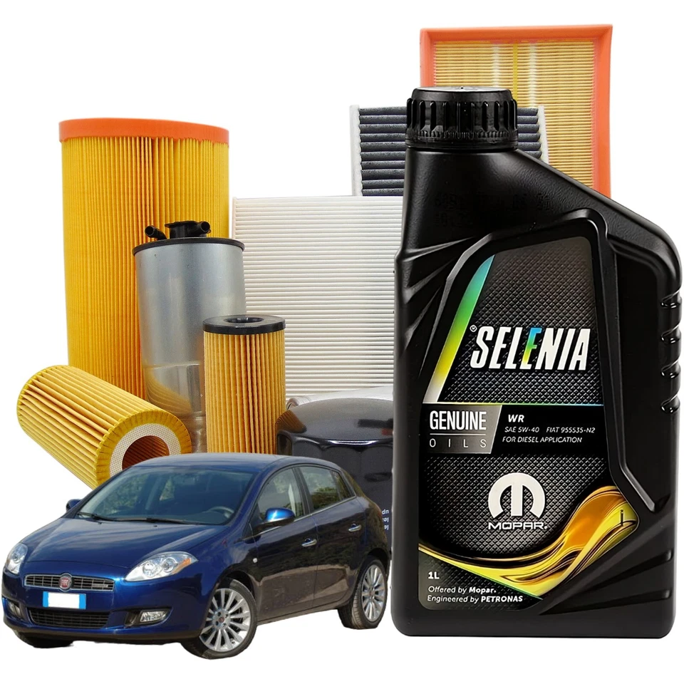 MISTI Kit Tagliando Fiat Bravo 1.6 Mjt Multijet 4 Filtri 5 Lt Selenia Wr 5w40