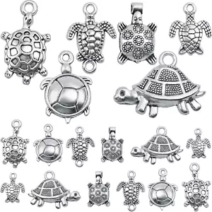 60Pcs Tibetan Antique Silver Sea Turtle Charms Vintage Alloy Tortoise Ocean Anim - Picture 1 of 7