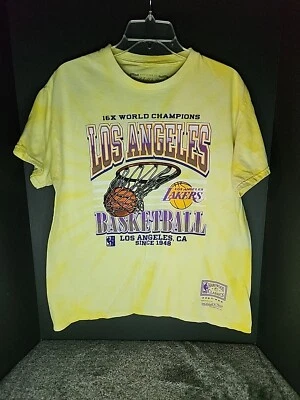 Mitchell & Ness NBA LA Lakers T-Shirt Pullover Men's Size Large Yellow Tie Dye - Image 1 of 4