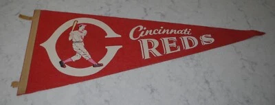 RARE Original 1950's Baseball Cincinnati Reds Stadium Souvenir Full Size Pennant - Image 1 of 2