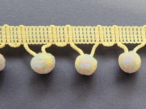 5 Yards 1 1/8" Yellow Lip, Multicolor Ball Pom Pom Fringe Trim 44014-54 - Picture 1 of 2