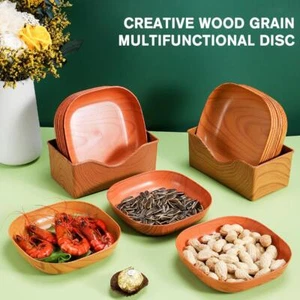 Kitchen Wood Grain Plastic Square Board Afternoon Tea Fruit Plate Tea Plate - Picture 1 of 20