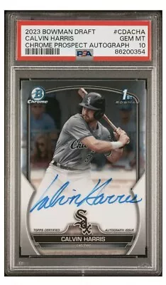 2023 Bowman Draft Calvin Harris 1st Chrome Autograph PSA 10 Pop 1 - Image 1 of 2